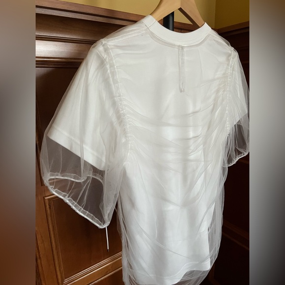 Noir Kei Ninomiya Top with Tulle Overlay White Size L - Picture 8 of 15